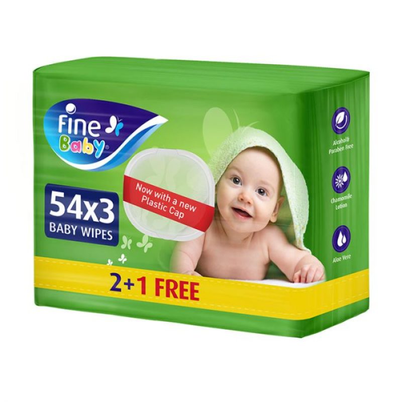 Fine Baby Wet Wipes 54 Wipes*2+1 Free