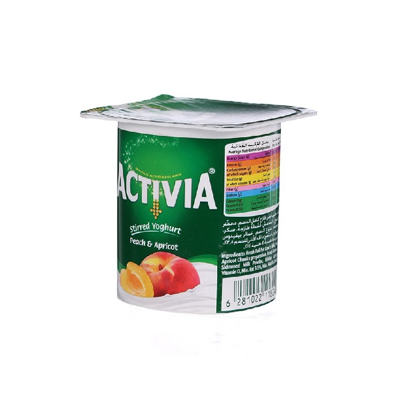 Activia Full Fat Whipped Yoghurt Peach Apricot Flavor 120g