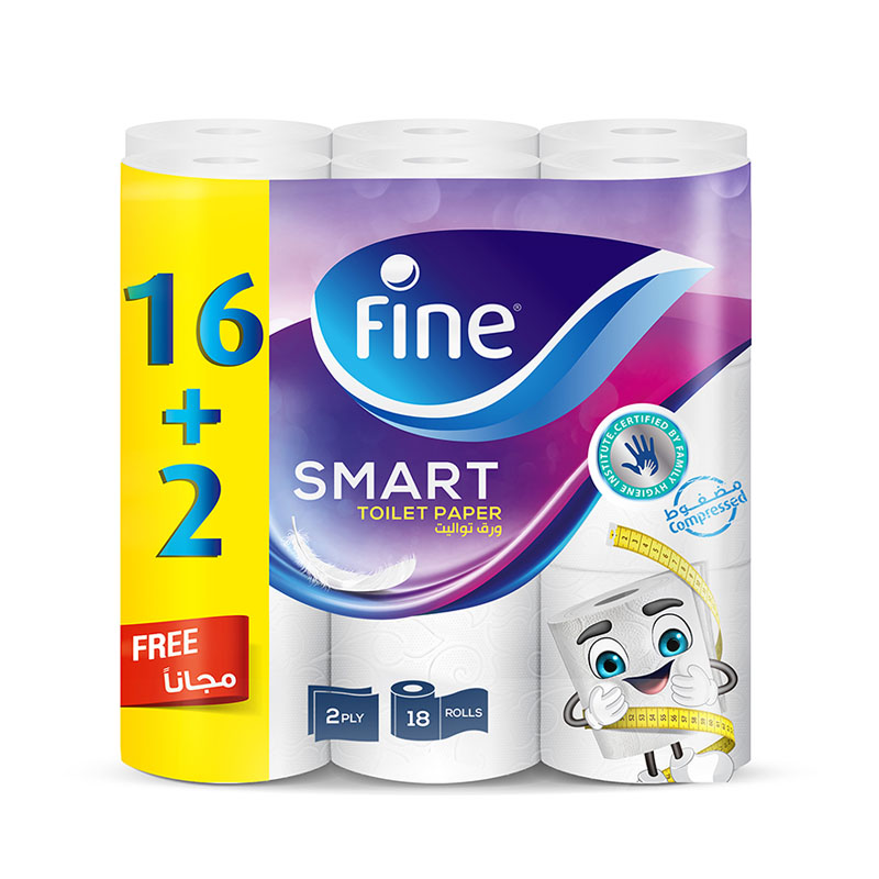Fine, toilet paper, smart 350 sheets (16+2 free) – pack of 18 rolls