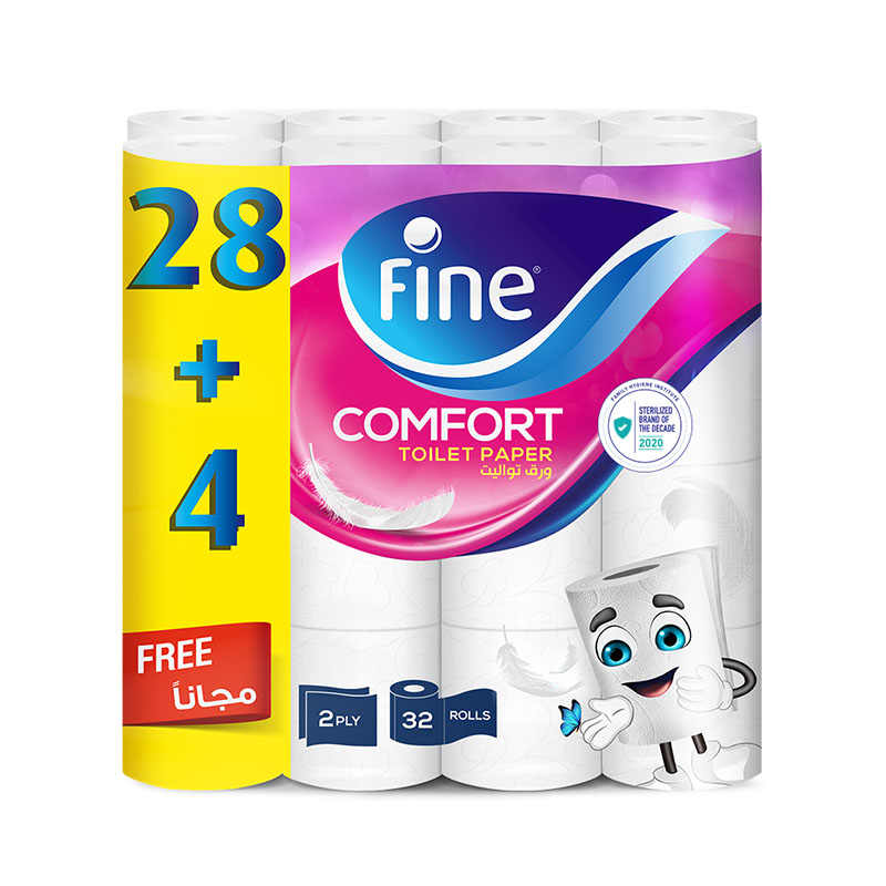 Fine, toilet paper comfort, 180 sheets (28+4 free) – pack of 32 rolls