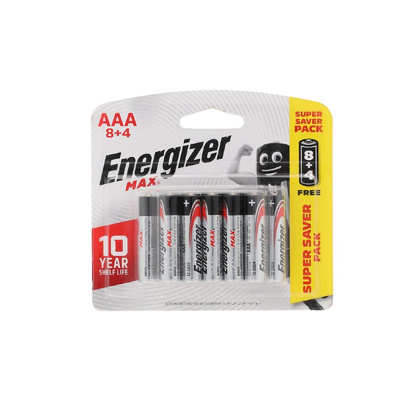 Energizer Max Alkaline Aaa Batteries (8pcs + 4pcs Free)