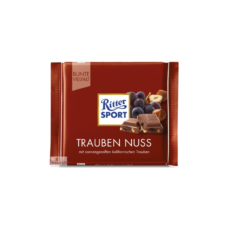 Ritter Sport Milk Chocolate With Raisins And Hazelnuts 100g