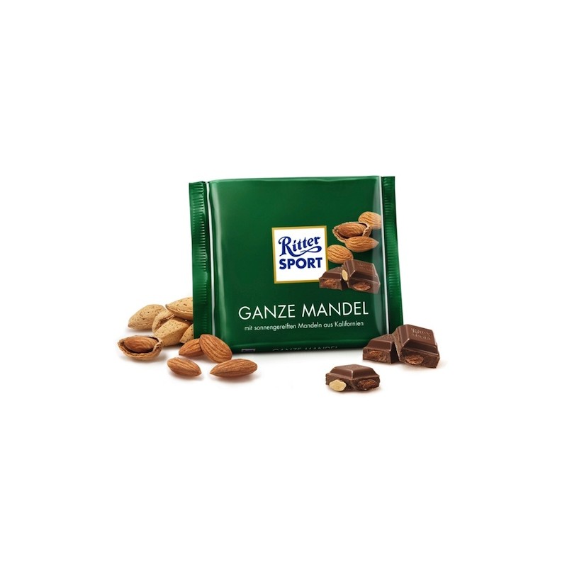 Ritter Sport Milk Chocolate With Whole Almonds 100g