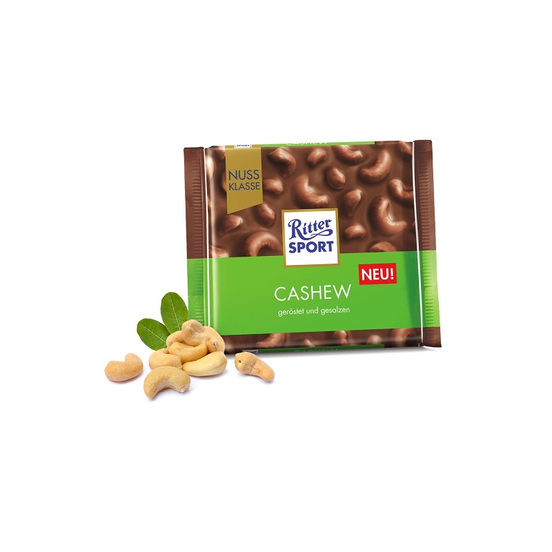 Ritter Sport Milk Chocolate With Salted Roasted Cashews 100g