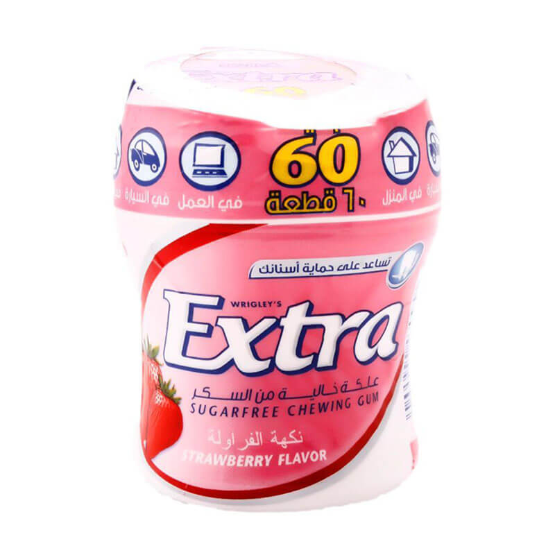 Extra Sugar-Free Chewing Gum Strawberry Flavor 60 Pieces 84 G