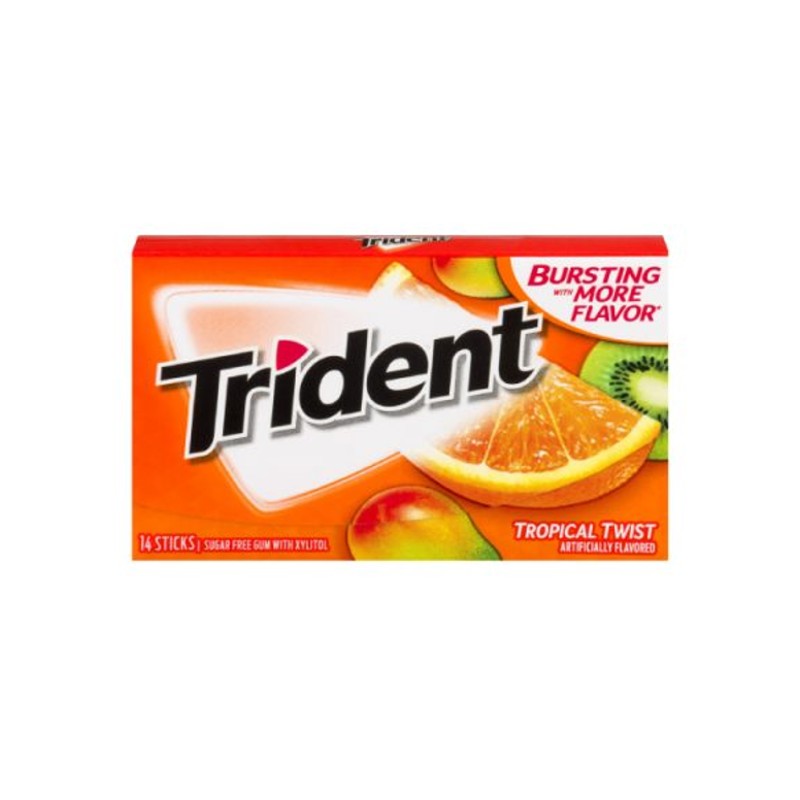 Trident Sugar Free Chewing Gum Tropical Twist Flavor * 14