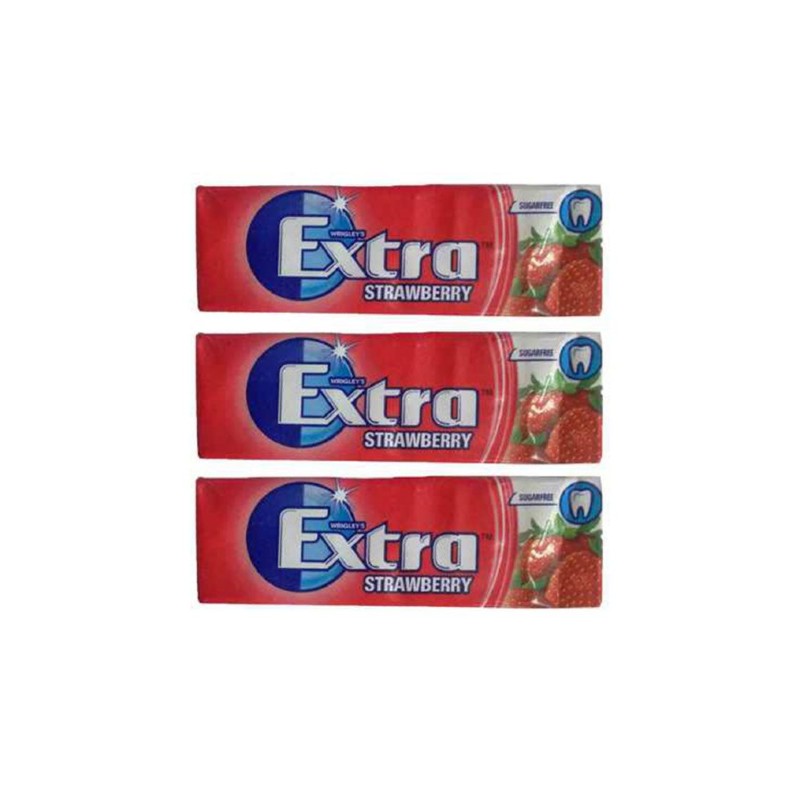 Extra Sugar-Free Chewing Gum Strawberry Flavor 14 G * 3