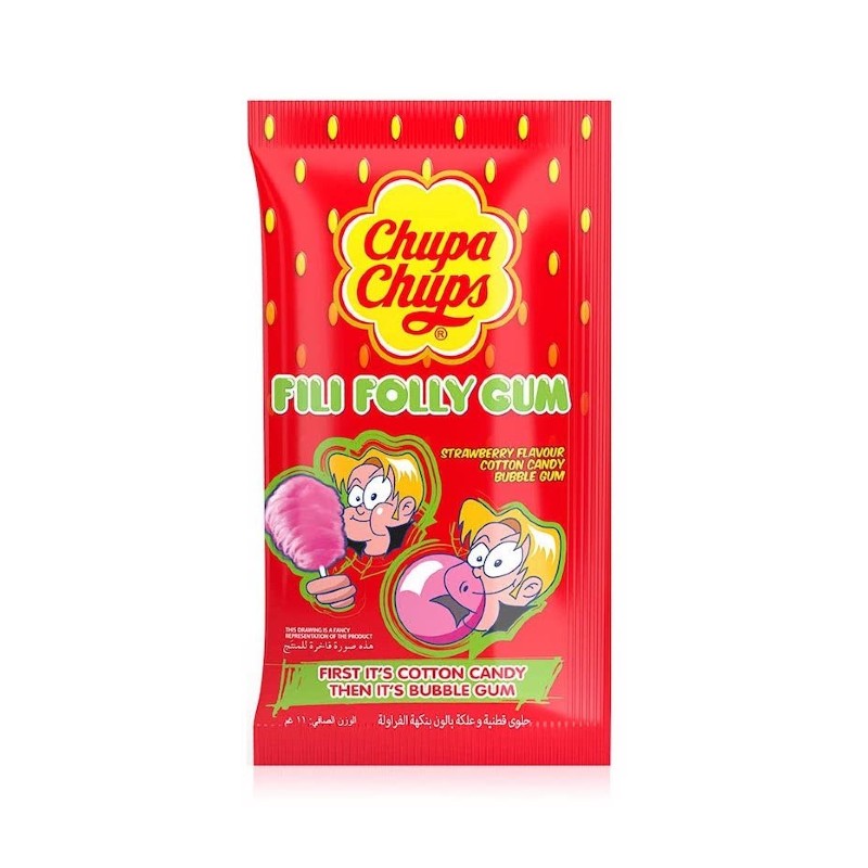 Chupa Chups Cotton Candy And Chewing Gum Strawberry 11g