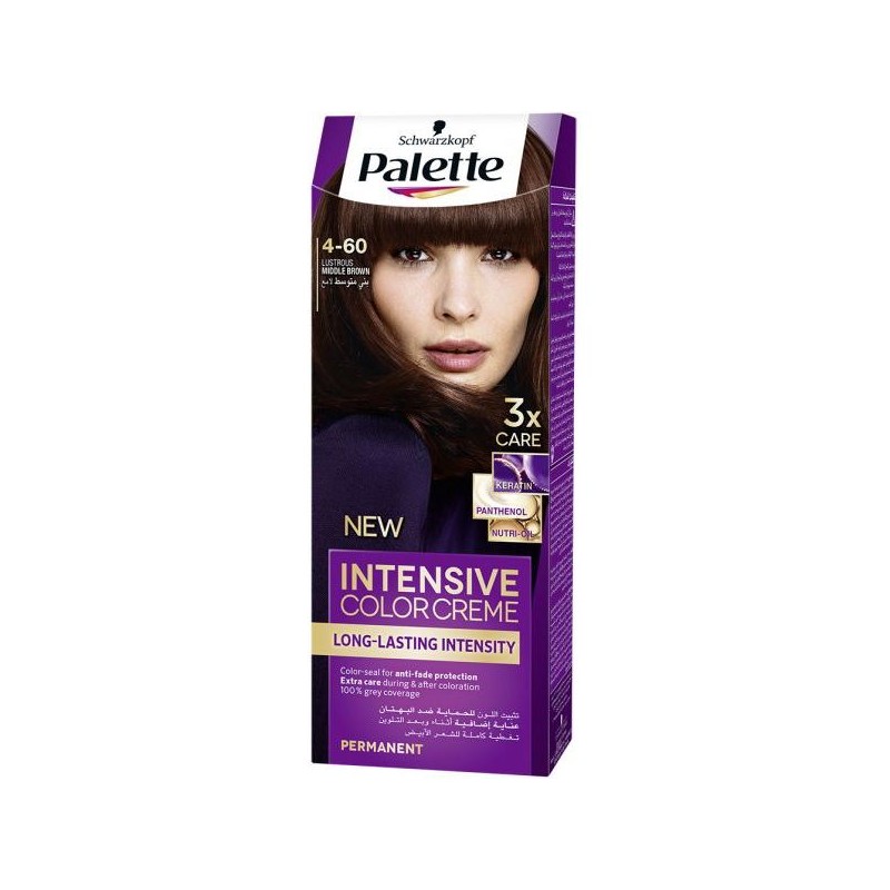 Palette Permanent Hair Dye Color Medium Shiny Brown #4-60