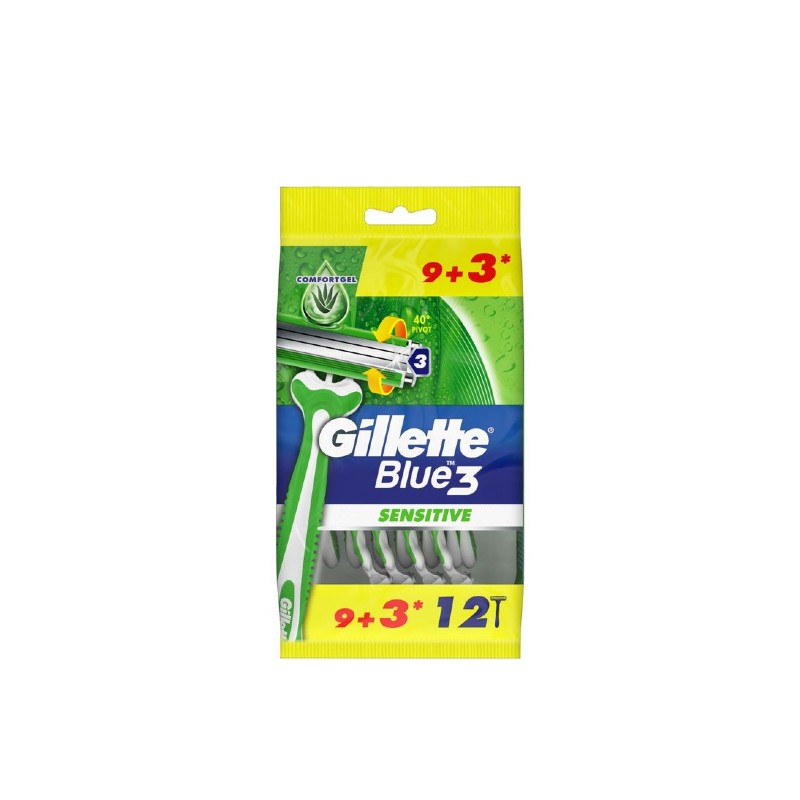 Gillette Blue 3 Sensitive Razor with Aloe Vera * 12