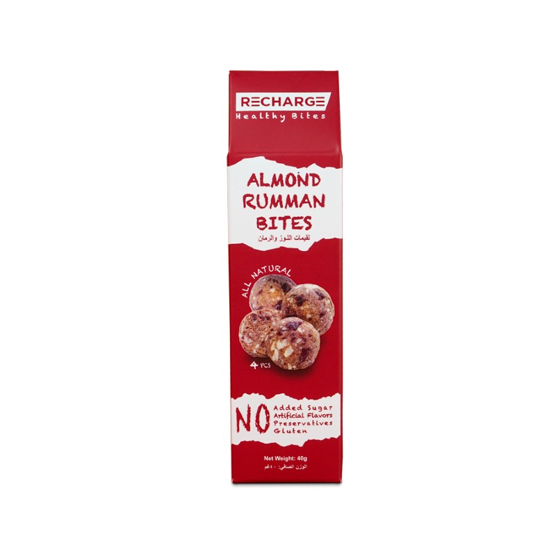 Recharge Healthy Bites – Almond Rumman 40g