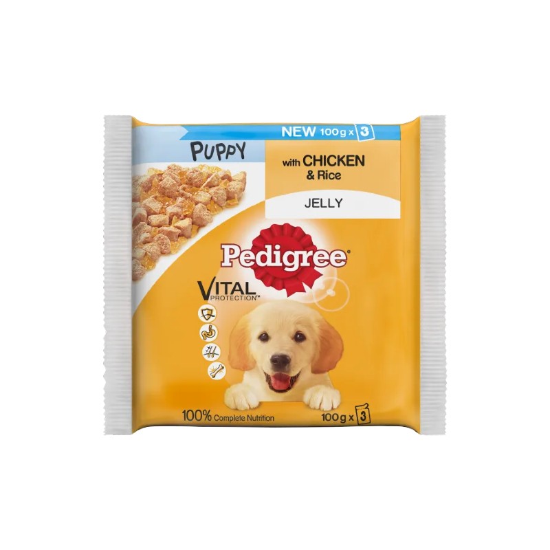 Pedigree Puppy Dog ​​Food Chicken Meat With Rice 100 G * 3
