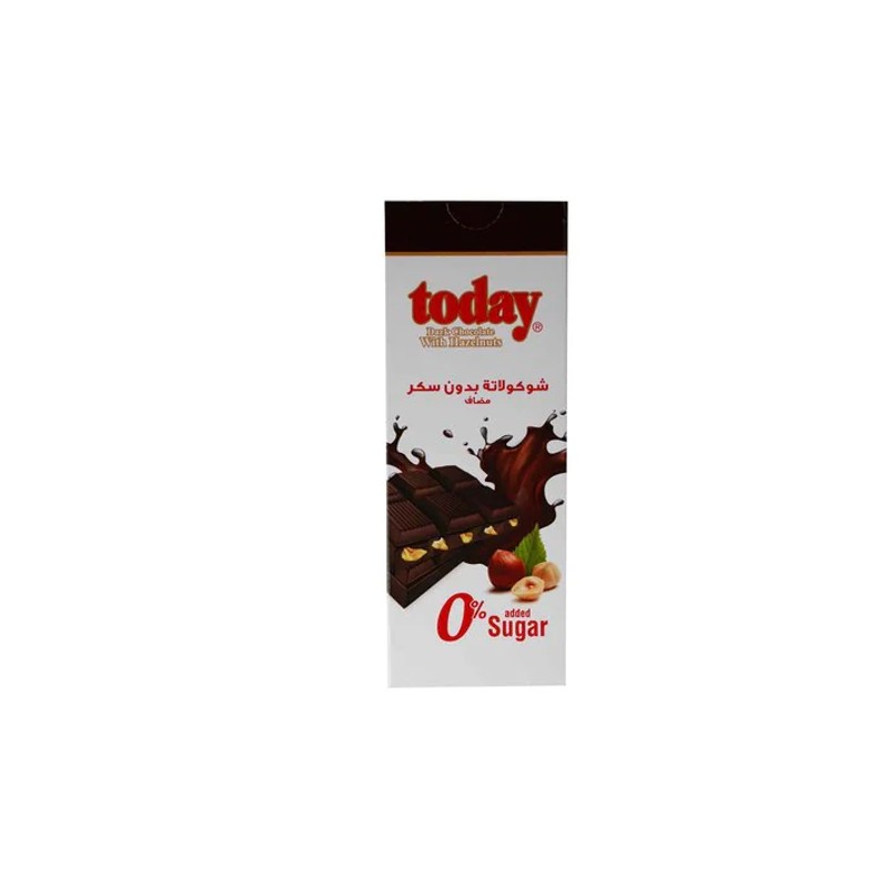 Today chocolate with milk and roasted hazelnuts without sugar 66 g