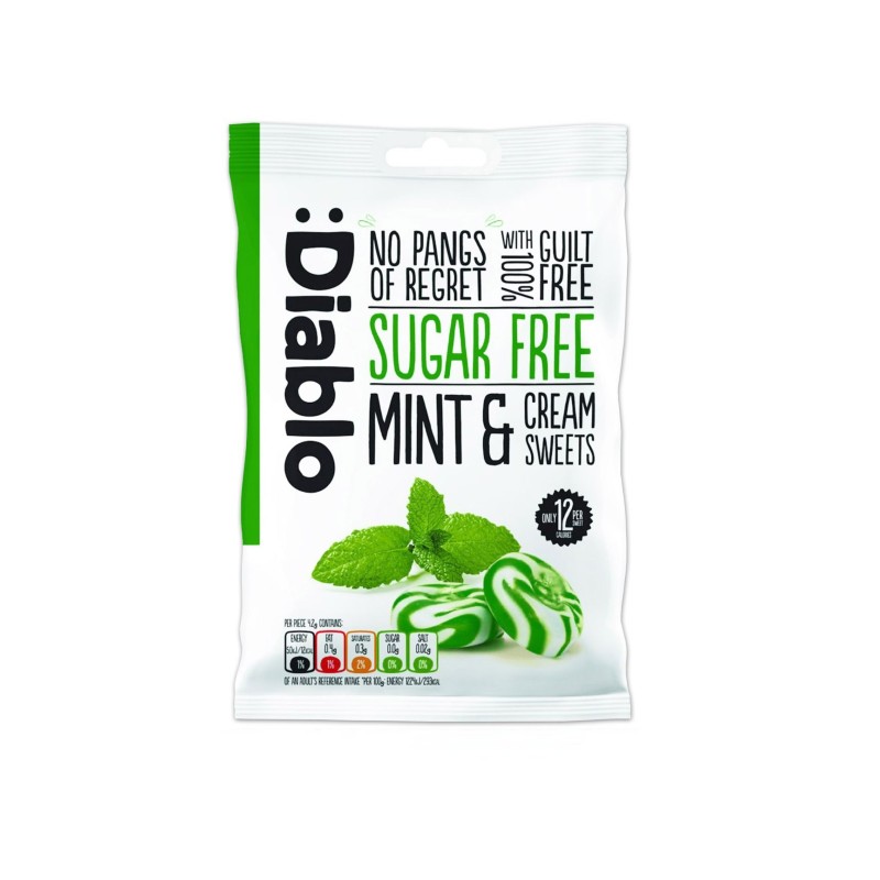 Diablo mint and cream candy without sugar 75g