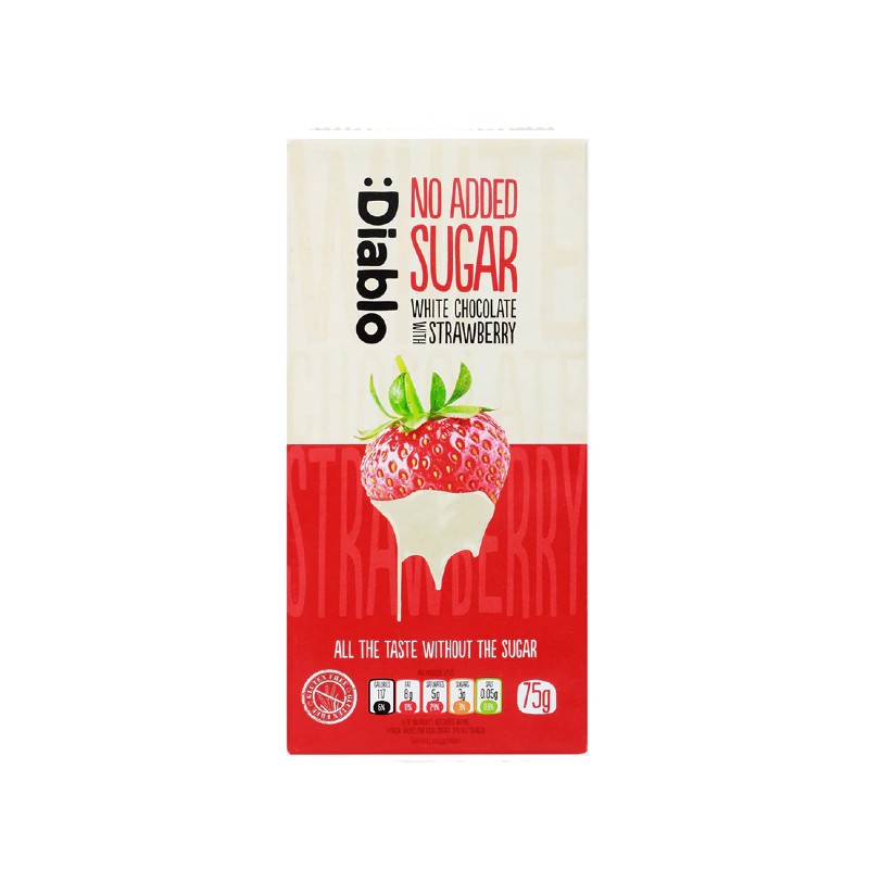 Diablo strawberry white chocolate without added sugar 75g